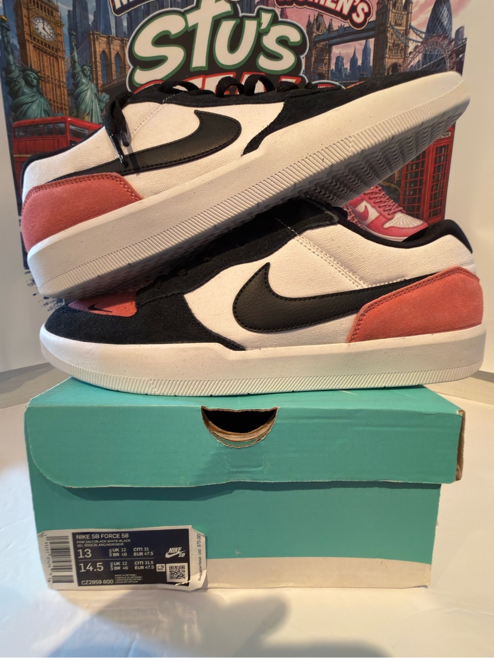 Nike Men’s Skate Sneakers Black White Coral
